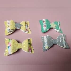 Sparkling Star Bow Hair Clips Set